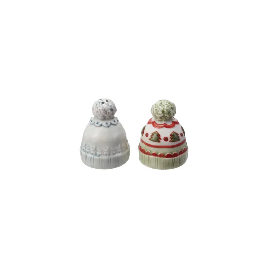 Stoneware Hat Shaped Salt &amp; Pepper Shakers Set