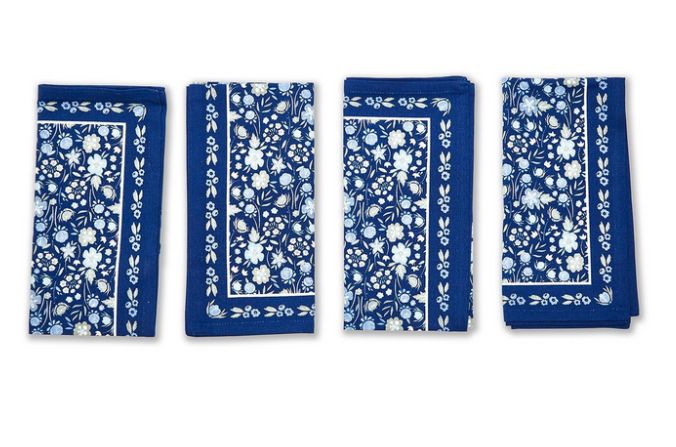 Blue Floral S/4 Napkins