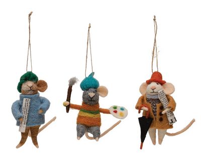 Wool Felt Artistic Mouse Ornament