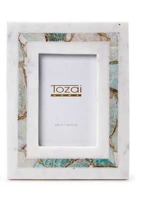 Amazonite Inlay White Marble Photo Frame 4x6