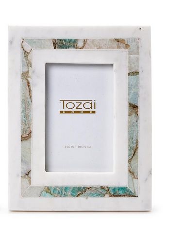Amazonite Inlay White Marble Photo Frame 4x6