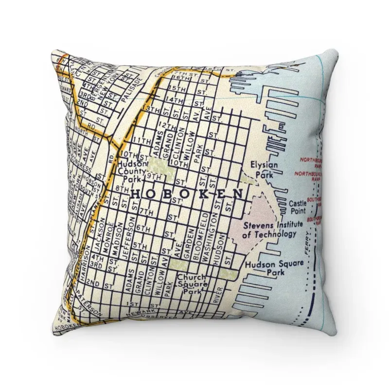 Hoboken New Jersey Map Pillow