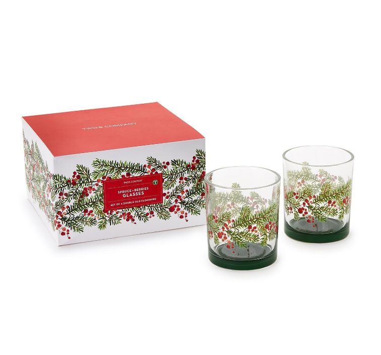 Merry Berry Set of 4 Double Old Fashion Glasses in Gift Box