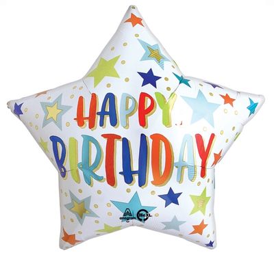 28" Inch Jumbo Birthday Stars and Dots Balloon