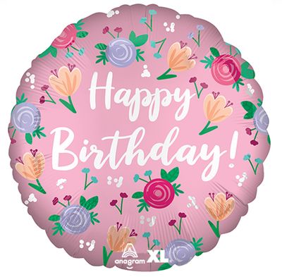 Birthday Satin Peony Balloon 18"
