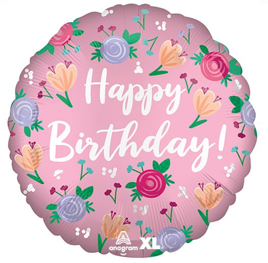 Birthday Satin Peony Balloon 18"
