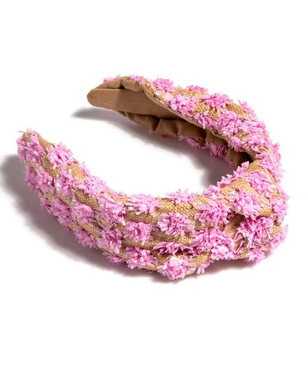 Tufted Straw Knotted Headband - Pink