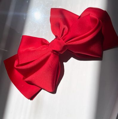 Giant Satin Bow Hair Clip - Red