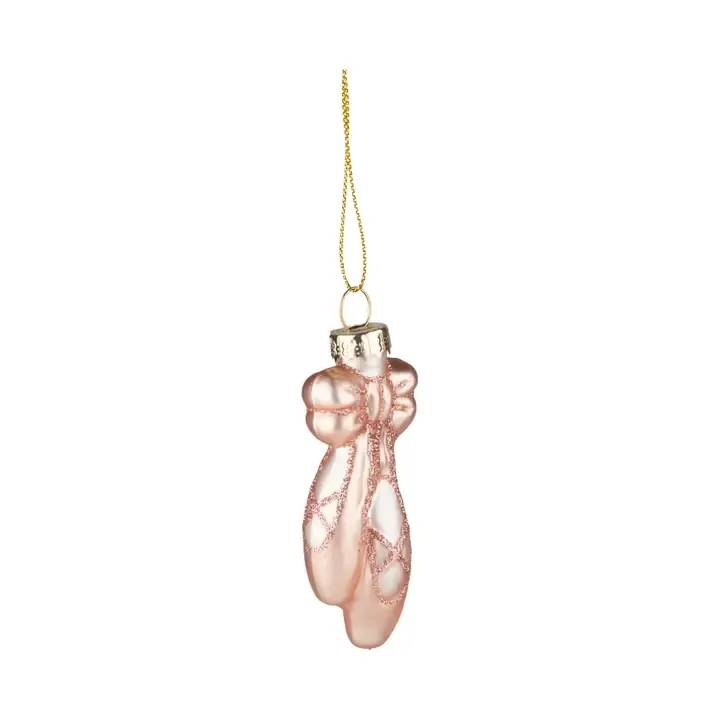 Glass Pink Pair of Ballet Shoe Ornament