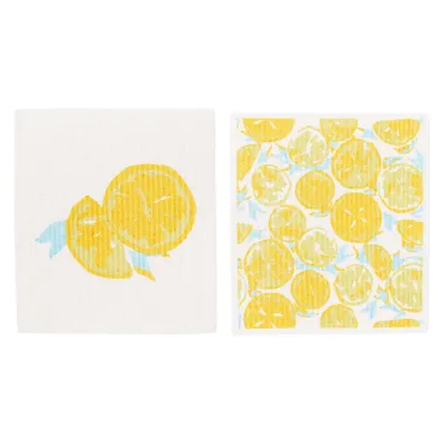 Lemon Slices Reusable Sponge - Set of 2