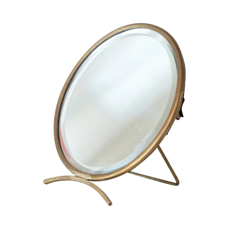 Folding Brass Mirror, Antique Finish