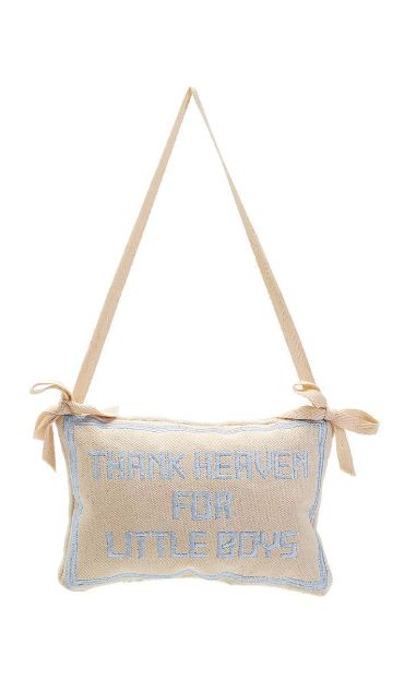 Thank Heaven Embroidered Pillow Door Hanger Dècor- Boy