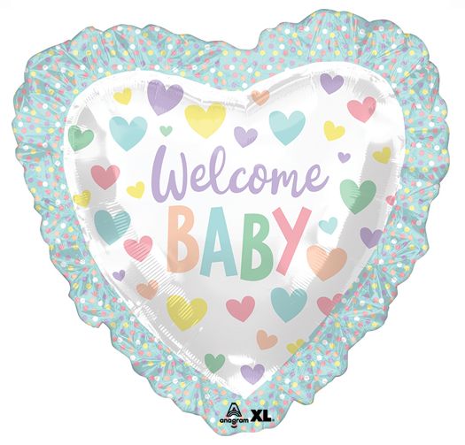 28" Inch Baby Shower Ruffle Heart Balloon