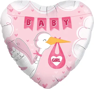18" Baby Girl Stork Balloon