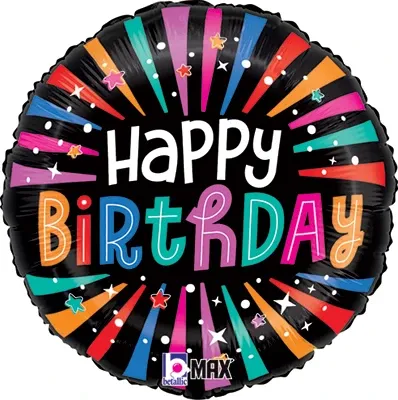 18" Birthday Colorful Sparkles Balloon