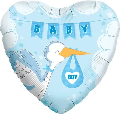 18" Baby Boy Stork Balloon