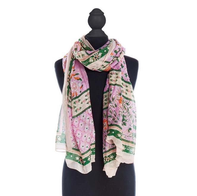 Folk Flowers Pink Scarf