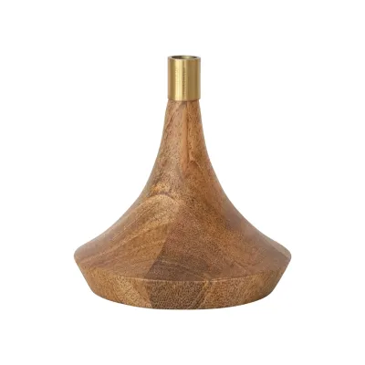 Mango Wood &amp; Metal Taper Holder