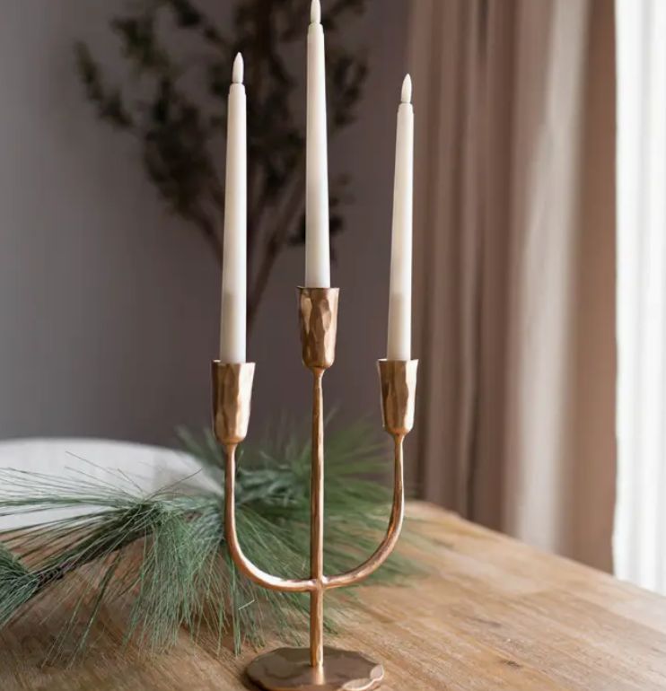 Gold 3 Arm Candelabra Small