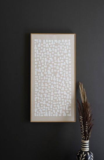 Framed Oil Painting- Khaki &amp; White Abstract