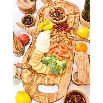 Olive Wood Charcuterie Board w/ Juice Well