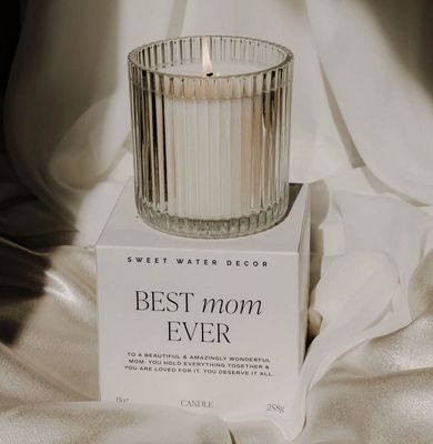 Best Mom Ever Soy Candle - Ribbed Glass Jar with Box