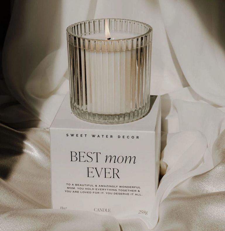 Best Mom Ever Soy Candle - Ribbed Glass Jar with Box