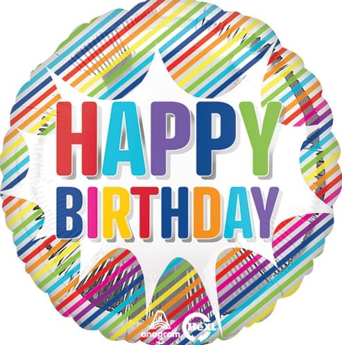 Birthday Striped Burst 18"