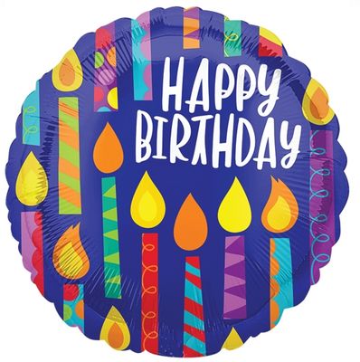 Birthday Candles Blue Balloon 18"