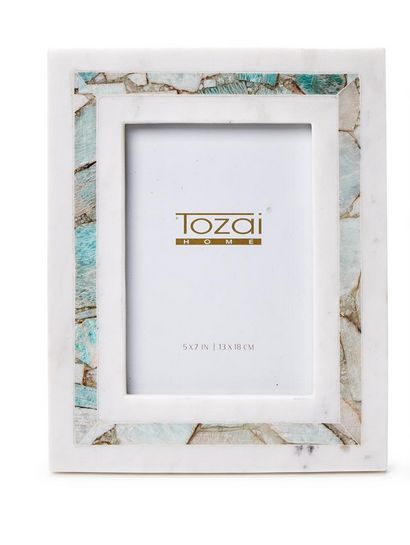 Amazonite Inlay White Marble Photo Frame 5x7
