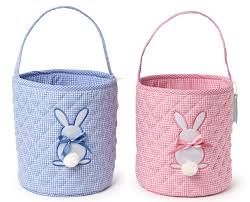 Hoppy Easter Quilted Bucket Tote w Embroidered Bunny - Blue