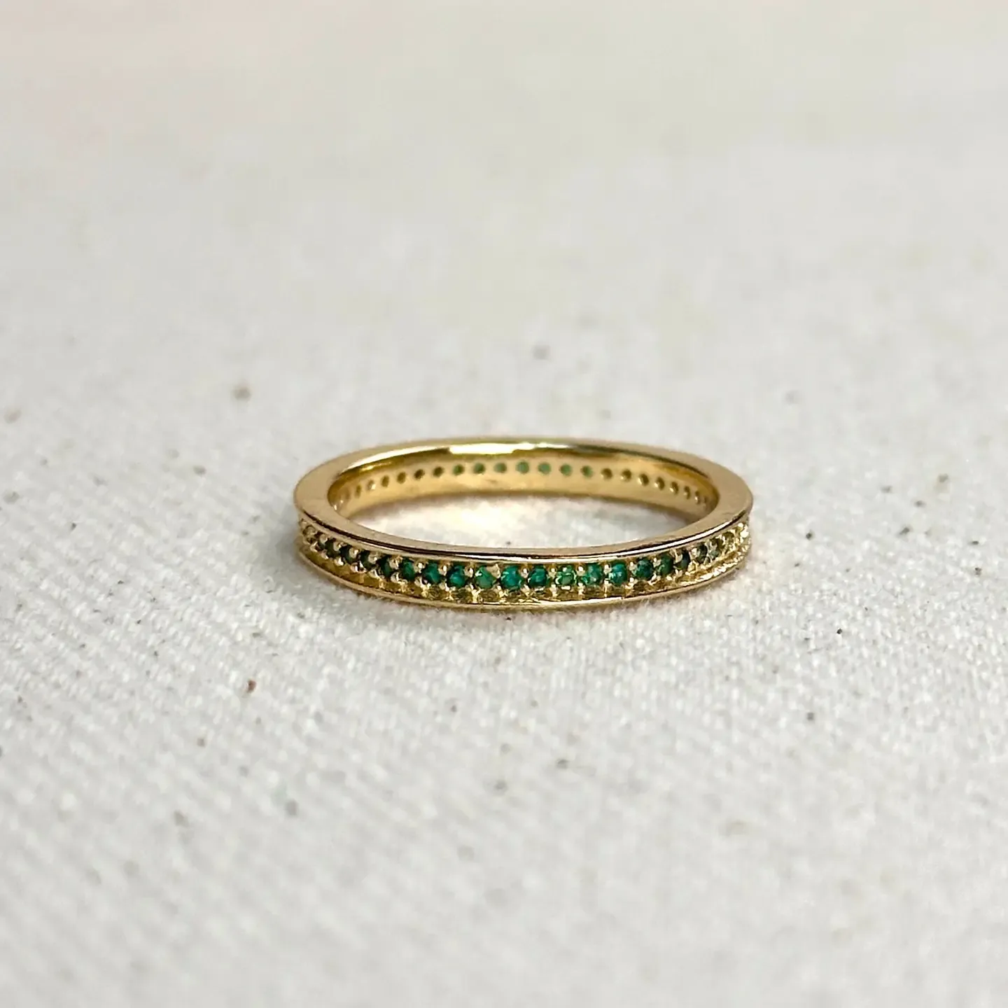 18k Gold Filled Emerald Eternity Cz Band Ring - Size 7