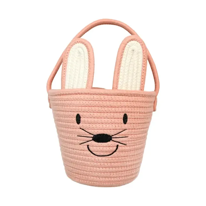 Pink Bunny Basket Rope Gift Basket Kids Gift