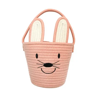 Pink Bunny Basket Rope Gift Basket Kids Gift