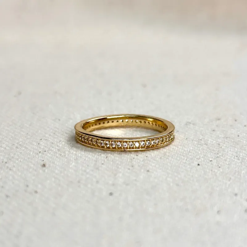 18k Gold Filled Clear Eternity Cz Band Ring - Size 8