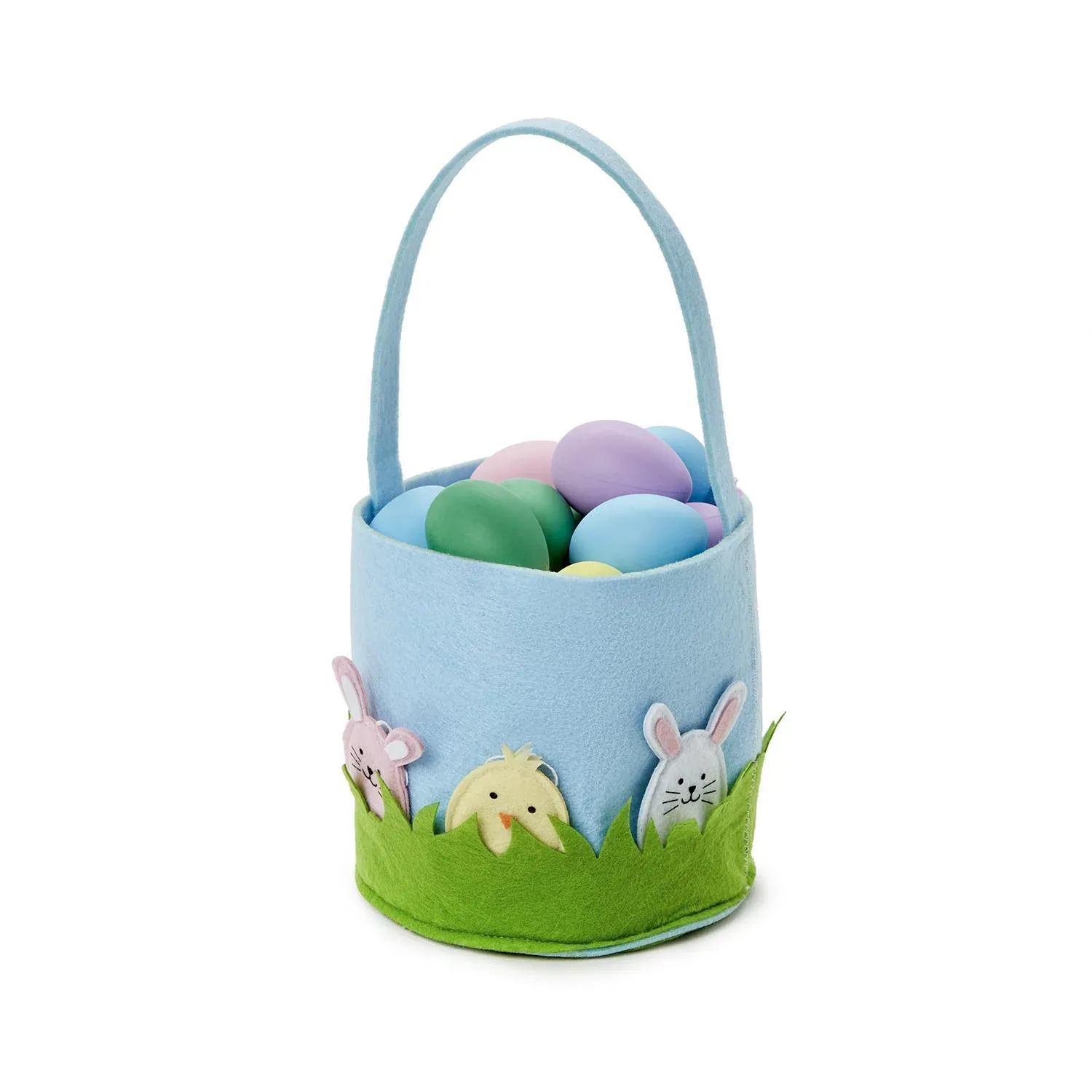 Hand-Crafted Felt Easter Basket with Handle, Appliqué Details