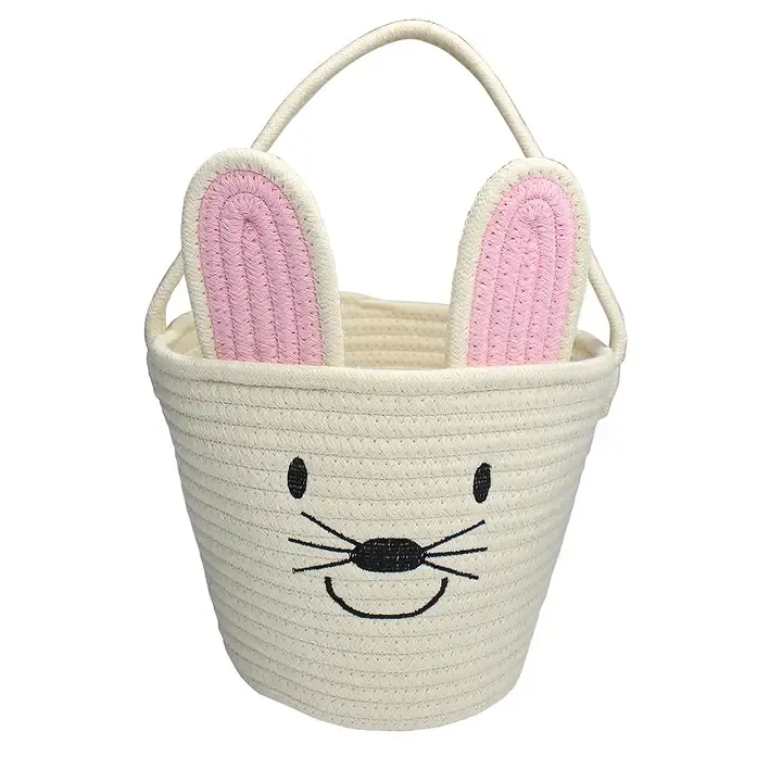 Cream Bunny Basket Rope Gift Basket Kids Gift