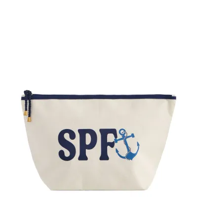"SPF" Large Ivory Zip Pouch