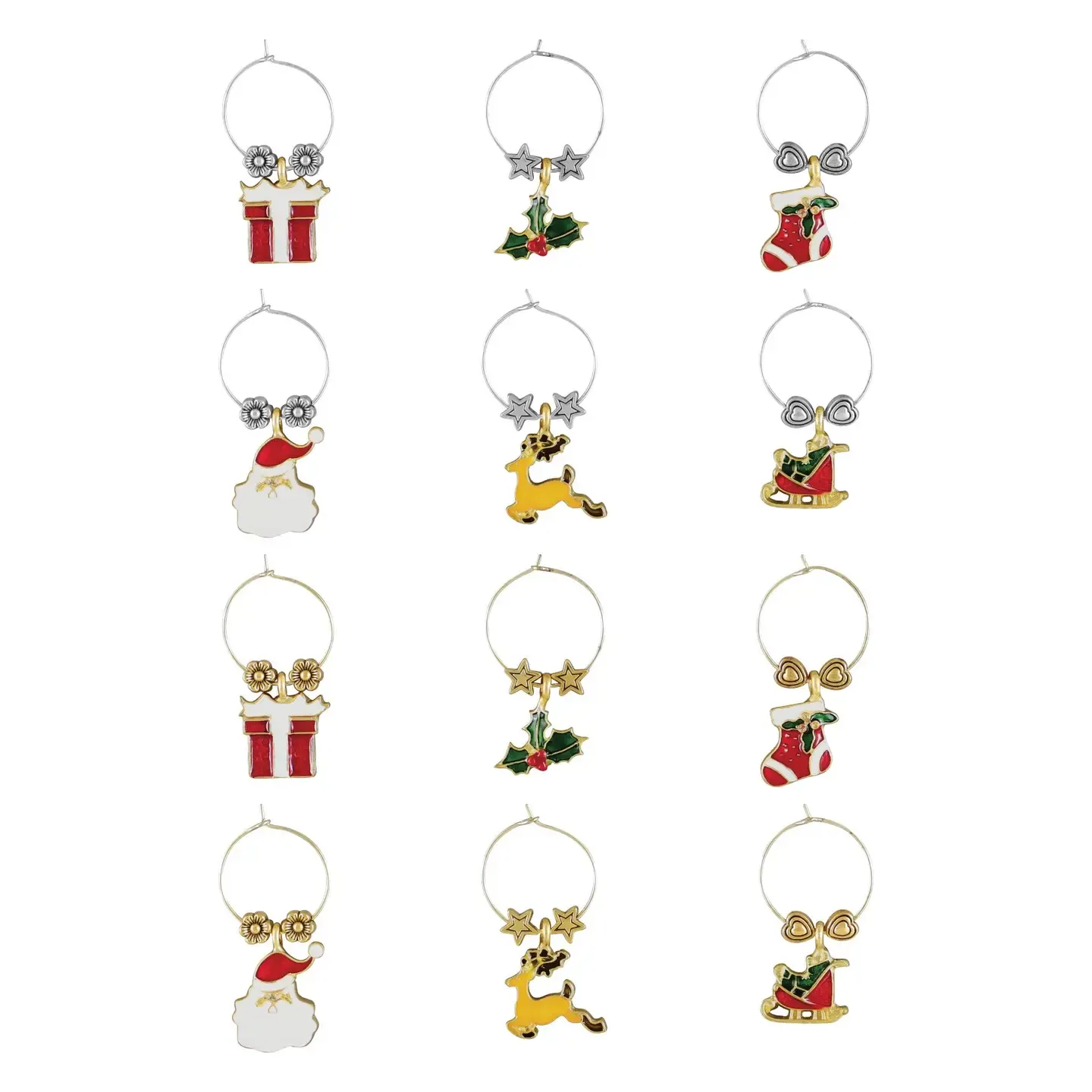 12-Piece Jingle Bell Wine Charms