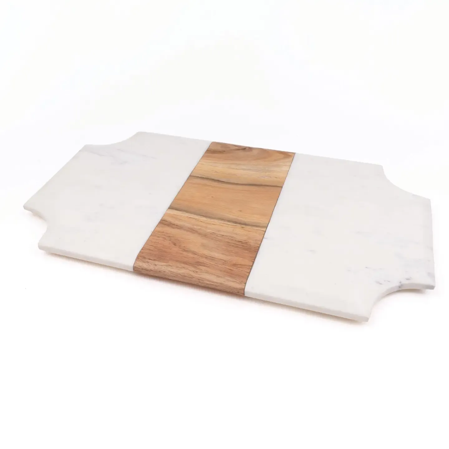 Marble &amp; Wood Beveled Serving Board