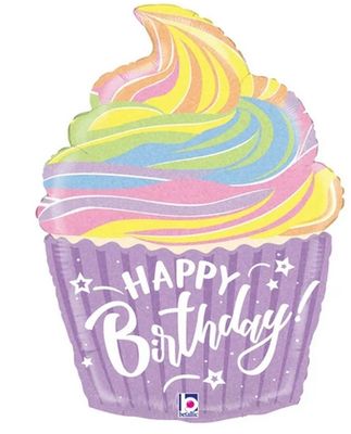 22" Inch Birthday Ombre Cupcake Balloon