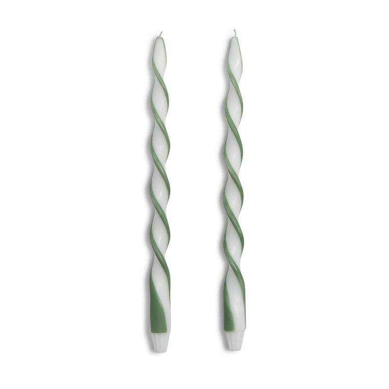 Twist &amp; Glow Green Ribbon 15 3/4" Twist Taper Candles