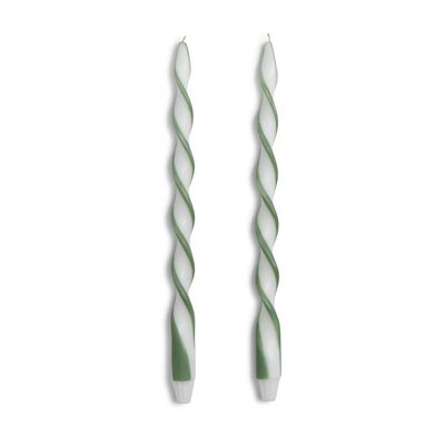 Twist &amp; Glow Green Ribbon 15 3/4" Twist Taper Candles