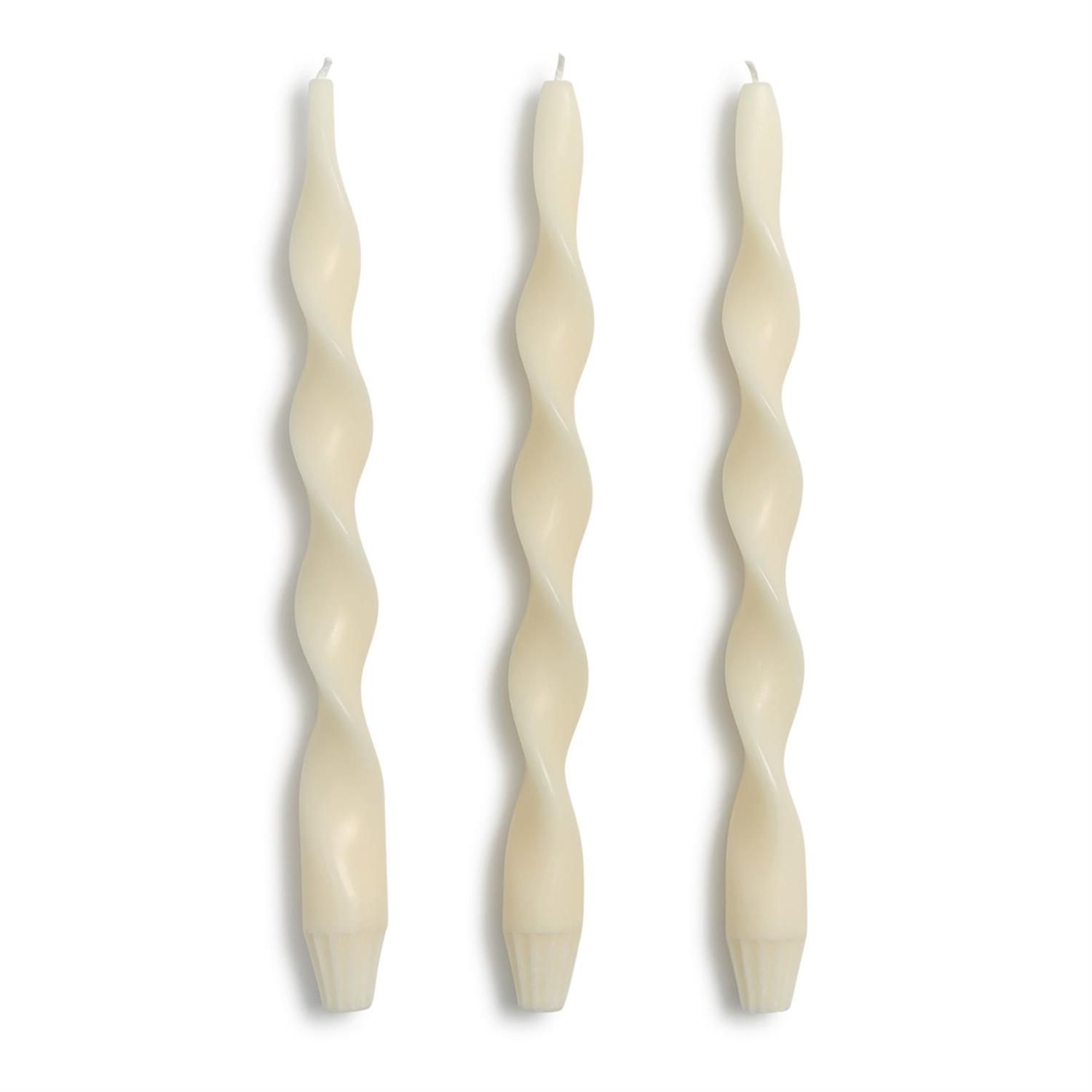 Ivory 12" Twist Taper Candles (S/3)