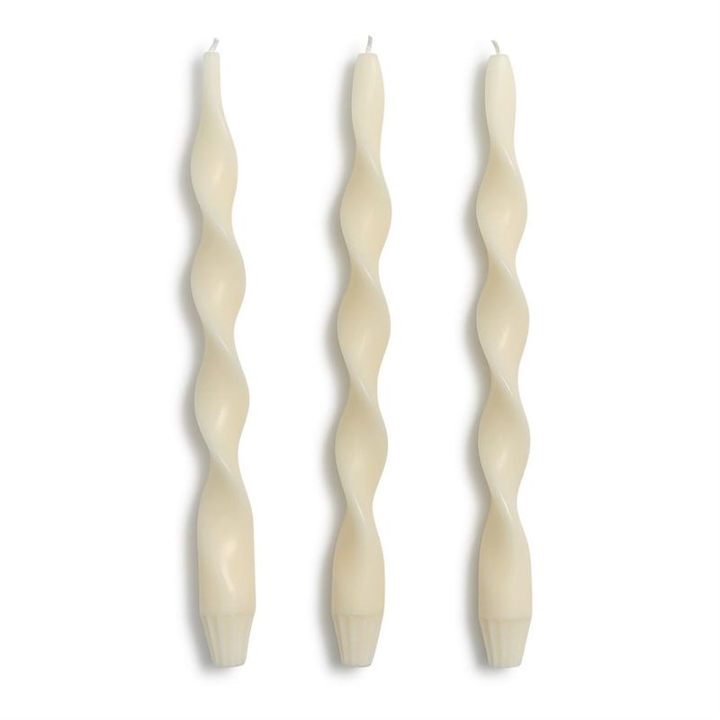 Ivory 12" Twist Taper Candles (S/3)