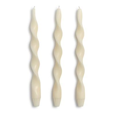 Ivory 12" Twist Taper Candles (S/3)
