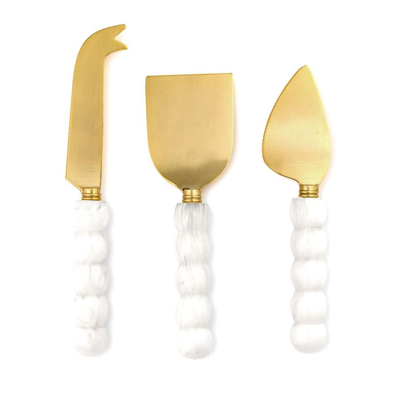 Beaded White Cheese Knives (S/3)