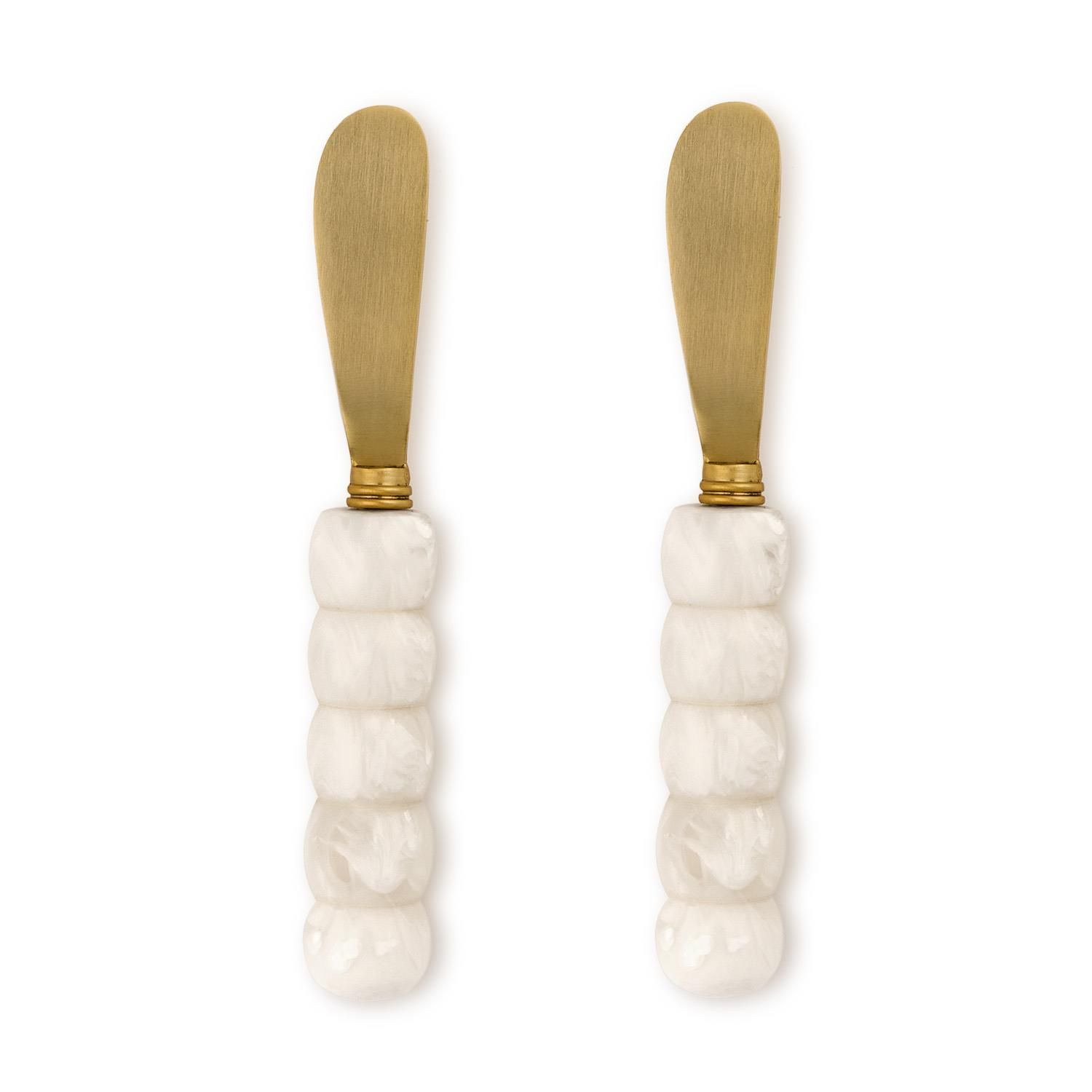 White Beaded Spreaders (S/2)