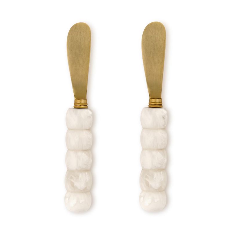 White Beaded Spreaders (S/2)