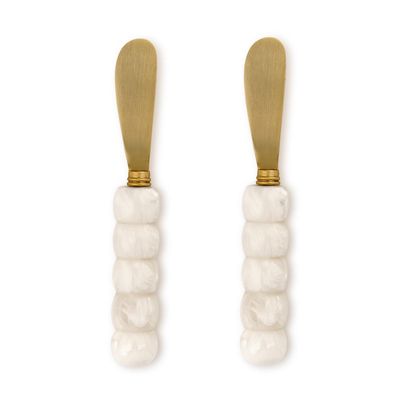 White Beaded Spreaders (S/2)